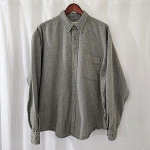 Eddie Bauer Casual Button Down Shirt in Heather Tan & Black Size XL